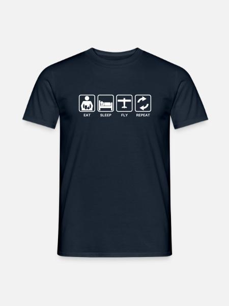 Eat sleap fly repeat - Men's T-Shirt - navy