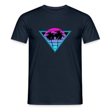 Palmiers rétro - T-shirt homme - marine - Devant - AI Model Male 178 light (178cm)