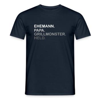 Ehemann Pappa Grillmonster Held - Männer T-Shirt - Navy - Vorne - AI Model Male 178 light (178cm)