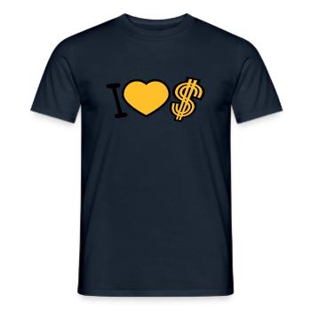 coeur dollar j'aime amour symbole signe argent riche - T-shirt homme - marine - Devant - AI Model Male 178 light (178cm)