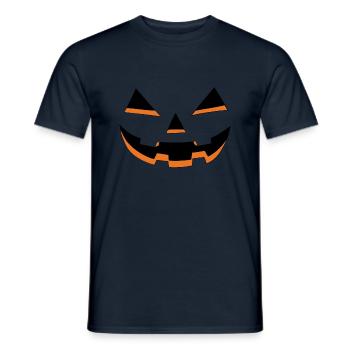 Creepy Halloween Pumpkin Face Jack O'Lantern - Men's T-Shirt - navy - Front - AI Model Male 178 light (178cm)