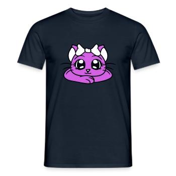 Cute Girl Cat Pretty Bow Woman Female - Men's T-Shirt - navy - Front - AI Model Male 178 light (178cm)