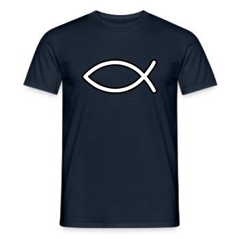 Symbole du poisson de Jésus - T-shirt homme - marine - Devant - AI Model Male 178 light (178cm)