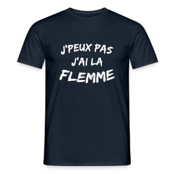 j'peux pas j'ai la flemme - T-shirt homme - marine - Devant - AI Model Male 178 light (178cm)