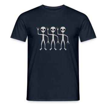 3 Freunde Aliens winken - Männer T-Shirt - Navy - Vorne - AI Model Male 178 light (178cm)