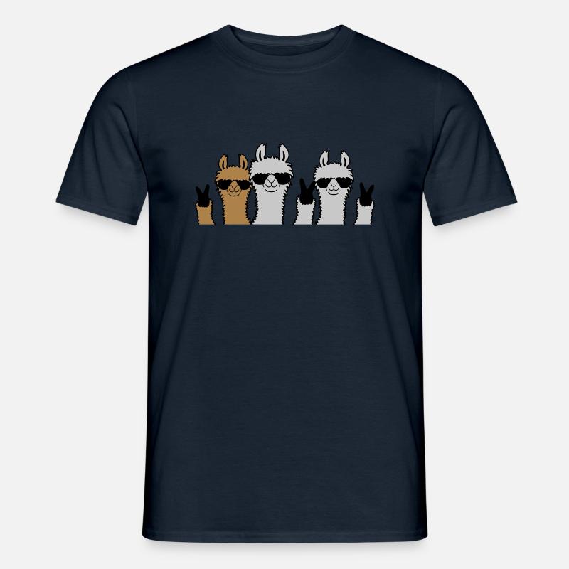 Crew Freunde Lama Peace - Männer T-Shirt - Navy