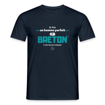 Homme parfait et Breton. - T-shirt homme - marine - Devant - AI Model Male 178 light (178cm)