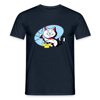 Chat et ramen - T-shirt homme - marine - Devant - AI Model Male 178 light (178cm)