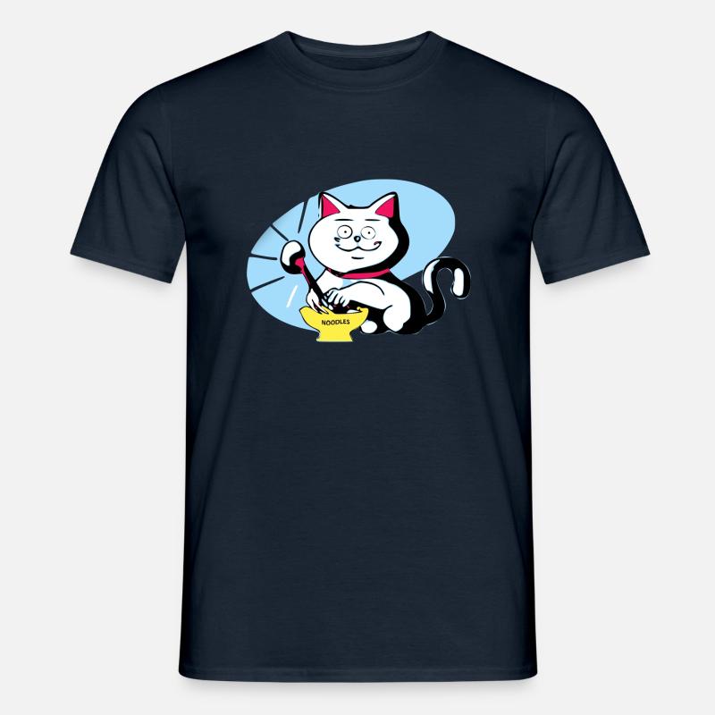 Katze und Ramen - Männer T-Shirt - Navy