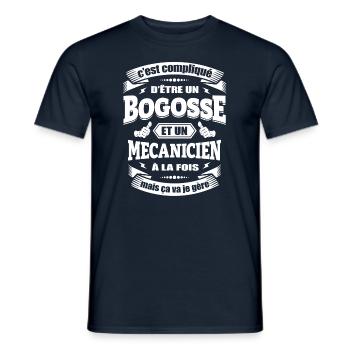 BOGOSSE ET MÉCANICIEN - T-shirt homme - marine - Devant - AI Model Male 178 light (178cm)