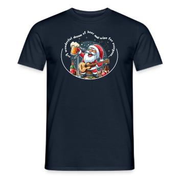 Santa Claus Singing Beer Wine Lettering - Men's T-Shirt - navy - Front - AI Model Male 178 light (178cm)