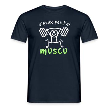 J'Peux Pas J'ai Muscu - T-shirt homme - marine - Devant - AI Model Male 178 light (178cm)