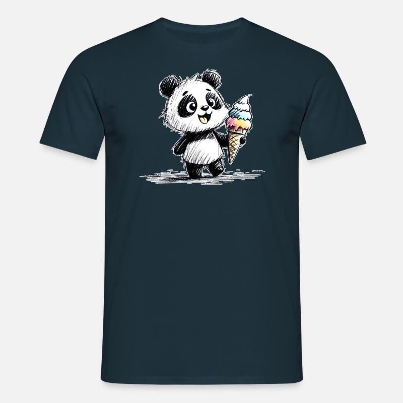 Panda mit Eis - Männer T-Shirt - Navy