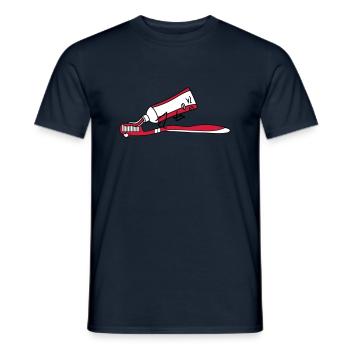 Toothbrush shit poop comic face a - Men's T-Shirt - navy - Front - AI Model Male 178 light (178cm)