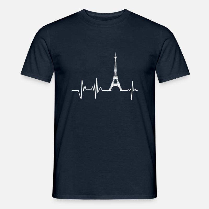 Heartbeat Paris Eifelturm - Männer T-Shirt - Navy