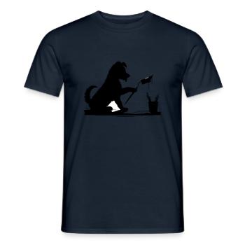 A dog brings color to the greyest day - Men's T-Shirt - navy - Front - AI Model Male 178 light (178cm)