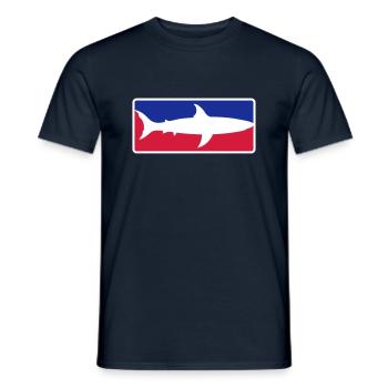rot blau sport hai button rahmen schild schwarz sc - Männer T-Shirt - Navy - Vorne - AI Model Male 178 light (178cm)
