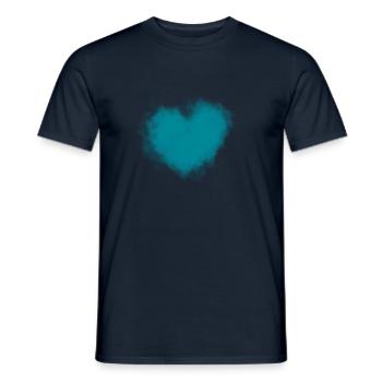 coeur nuage bleu cher brouillard turquoise ciel petrol - T-shirt homme - marine - Devant - AI Model Male 178 light (178cm)