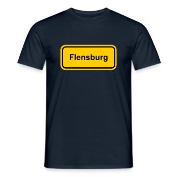 Ortsschild Flensburg Ort Schild Ortstafel Schrift - Männer T-Shirt - Navy - Vorne - AI Model Male 178 light (178cm)