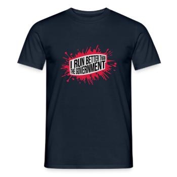 run better than government - Männer T-Shirt - Navy - Vorne - AI Model Male 178 light (178cm)