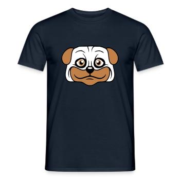 Dog Pug Small Cute Dick Love Happy Comic Fun - Men's T-Shirt - navy - Front - AI Model Male 178 light (178cm)