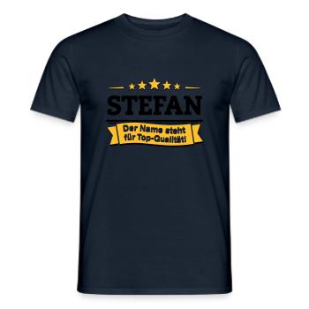 Stefan – Der Name steht für Top-Qualität! - Männer T-Shirt - Navy - Vorne - AI Model Male 178 light (178cm)