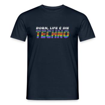 Born Techno, Life Techno & La Techno - T-shirt homme - marine - Devant - AI Model Male 178 light (178cm)