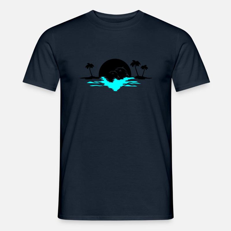 sunset delfine - Männer T-Shirt - Navy