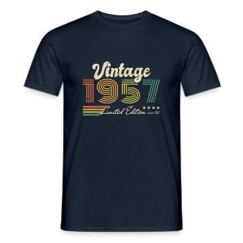 Anniversaire Vintage 1957 Édition Limitée - 1957 - T-shirt homme - marine - Devant - AI Model Male 178 light (178cm)
