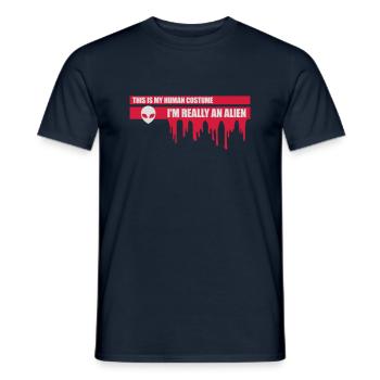human costume alien Zitat - Männer T-Shirt - Navy - Vorne - AI Model Male 178 light (178cm)