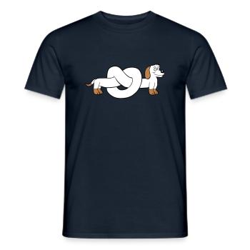 Hund Dackel Brezel Form Knoten Langer Körper Comic - Männer T-Shirt - Navy - Vorne - AI Model Male 178 light (178cm)