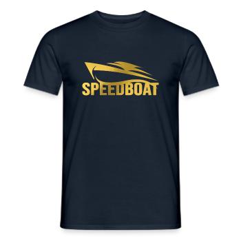 bateau à moteur hors-bord bateau à moteur bateau de bord de course bateau de bord - T-shirt homme - marine - Devant - AI Model Male 178 light (178cm)