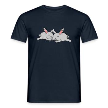 2 bunnies in love - Men's T-Shirt - navy - Front - AI Model Male 178 light (178cm)