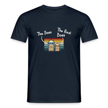 Le patron Le vrai patron Papa Son Paresseux - T-shirt homme - marine - Devant - AI Model Male 178 light (178cm)