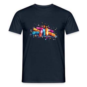 bunte Pillen - Männer T-Shirt - Navy - Vorne - AI Model Male 178 light (178cm)