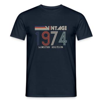 Vintage 1974 Anniversary Gift - Vintage 1974 - Men's T-Shirt - navy - Front - AI Model Male 178 light (178cm)