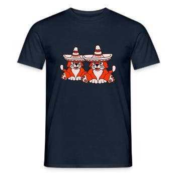 2 Sombrero Hat Chats Amis de la culture mexicaine - T-shirt homme - marine - Devant - AI Model Male 178 light (178cm)