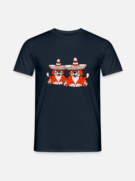 2 Sombrero Hat Katter Mexikansk kultur Vänner - T-shirt herr - marinblå