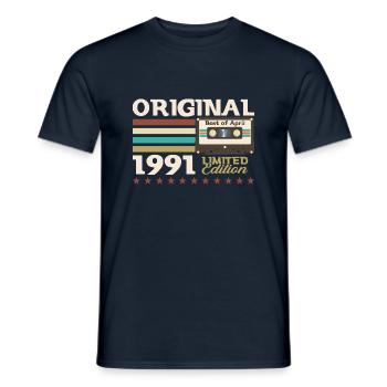 34ème anniversaire cassette cadeau mari avril 1991 - T-shirt homme - marine - Devant - AI Model Male 178 light (178cm)