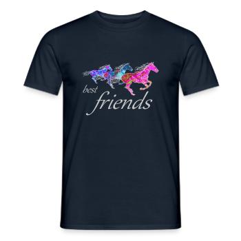best friends bunte künstlerische Pferde Zirkus - Männer T-Shirt - Navy - Vorne - AI Model Male 178 light (178cm)