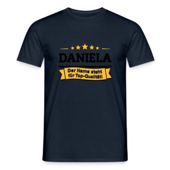 Daniela – Der Name steht für Top-Qualität! - Männer T-Shirt - Navy - Vorne - AI Model Male 178 light (178cm)