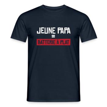 Jeune papa batterie à plat Cadeau homme humour - T-shirt homme - marine - Devant - AI Model Male 178 light (178cm)
