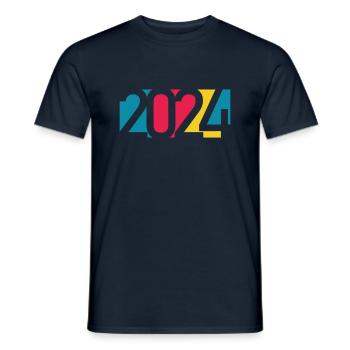 2024 happy new year Jahreszahl Datum Zahl Anno - Männer T-Shirt - Navy - Vorne - AI Model Male 178 light (178cm)