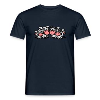 cow_family_with_two_girls_3c - T-shirt homme - marine - Devant - AI Model Male 178 light (178cm)