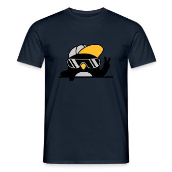 Peacezeichen cooler Pinguin Handzeichen - Männer T-Shirt - Navy - Vorne - AI Model Male 178 light (178cm)