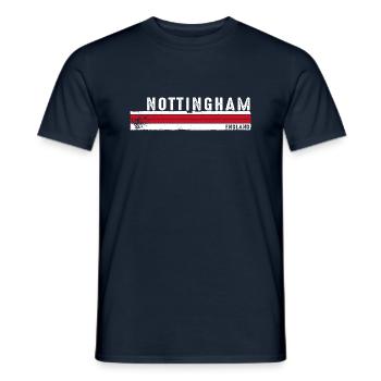 Diseño retro de Nottingham, Inglaterra - Camiseta hombre - azul marino - delante - AI Model Male 178 light (178cm)