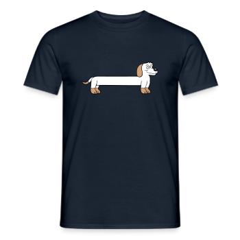 Hund Langer Dackel Lustig Langgezogen Cool Cartoon - Männer T-Shirt - Navy - Vorne - AI Model Male 178 light (178cm)