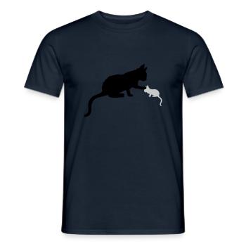 Mama Katze berührt Kätzchen - Männer T-Shirt - Navy - Vorne - AI Model Male 178 light (178cm)