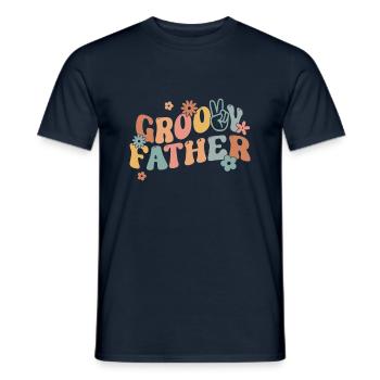 Retro Groovy Vater Blume Familie Groovy Vibes - Männer T-Shirt - Navy - Vorne - AI Model Male 178 light (178cm)