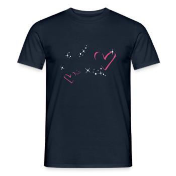 Cadre à paillettes coeurs - T-shirt homme - marine - Devant - AI Model Male 178 light (178cm)